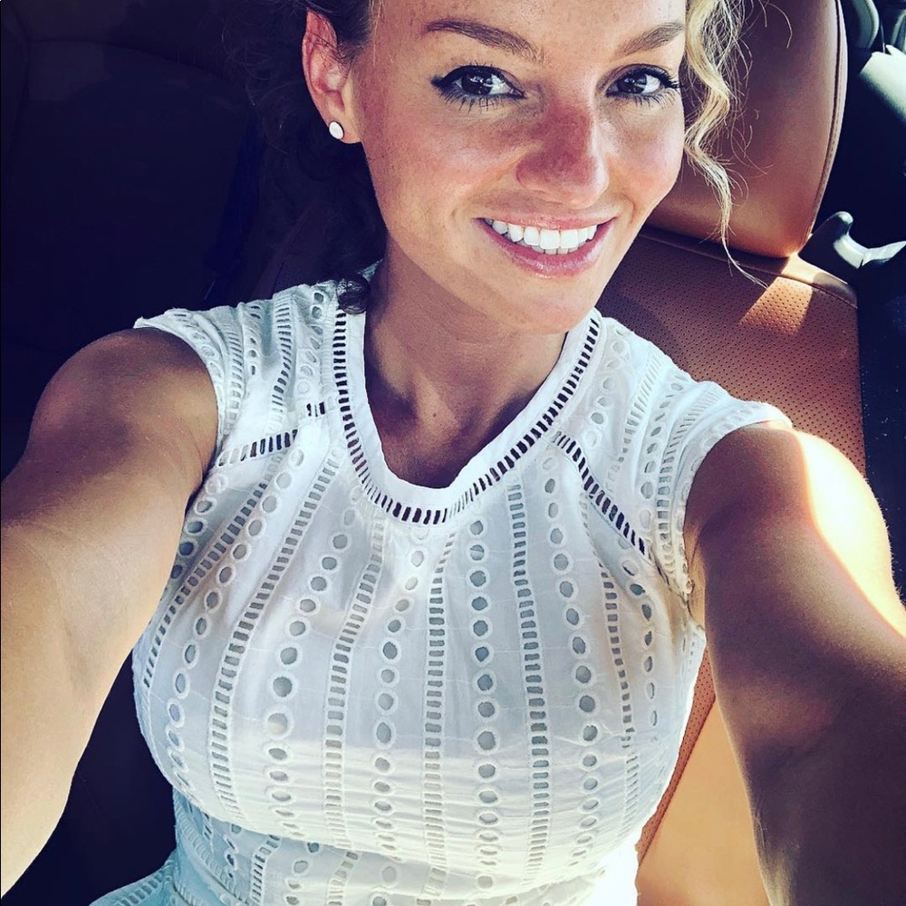 Banana Republic Cream Eyelet Knee-Length Dress